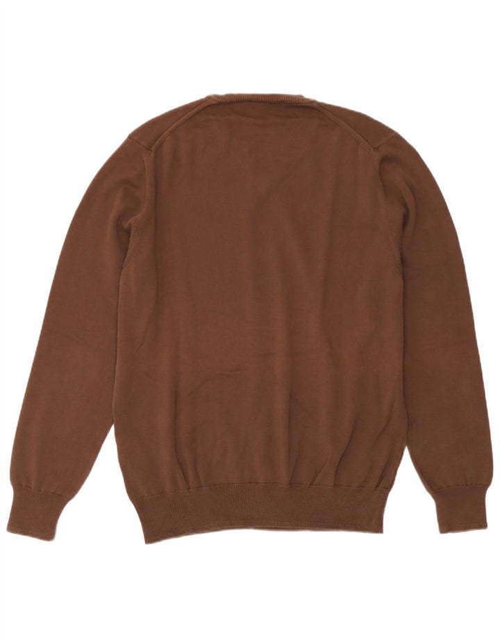 Zara Herren-Pullover mit V-Ausschnitt aus mittelbrauner Baumwolle