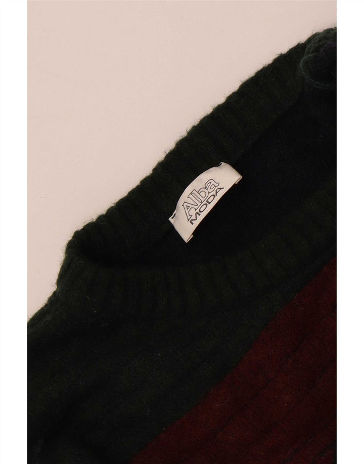 Alba Moda Herren-Pullover mit Rundhalsausschnitt, groß, Khaki, geometrisch