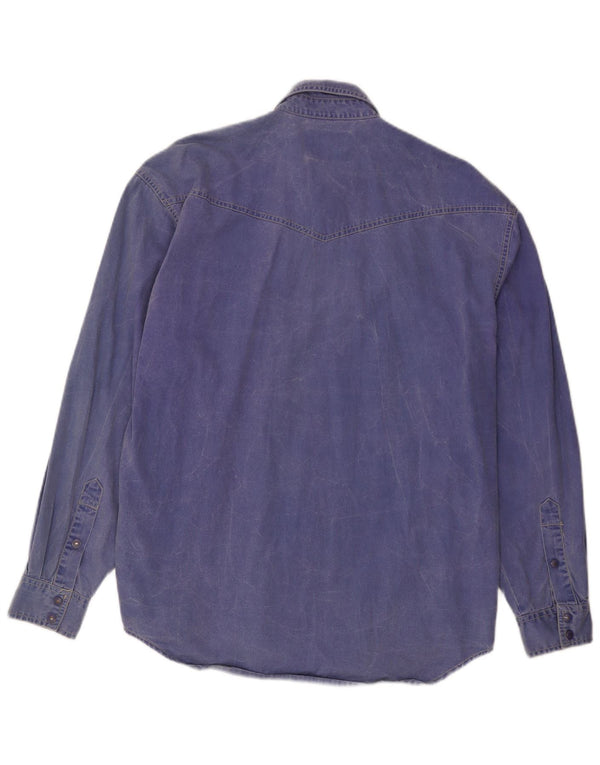 WRANGLER Herrenhemd mittelblaue Baumwolle