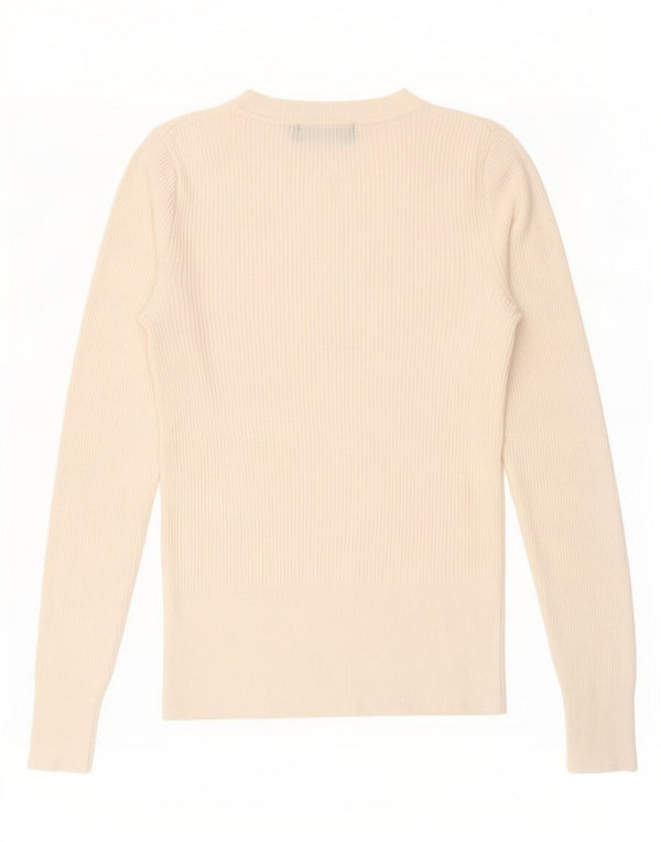 Marks & Spencer Damen Top Langarm UK 8 Small Off White Viskose