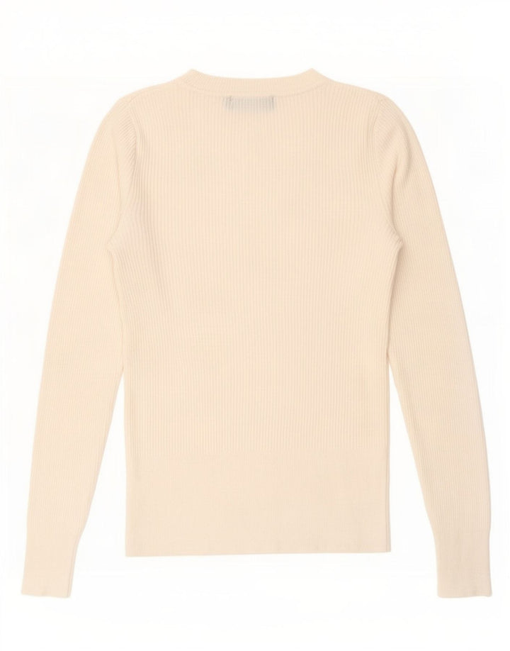 Marks & Spencer Damen Top Langarm UK 8 Small Off White Viskose