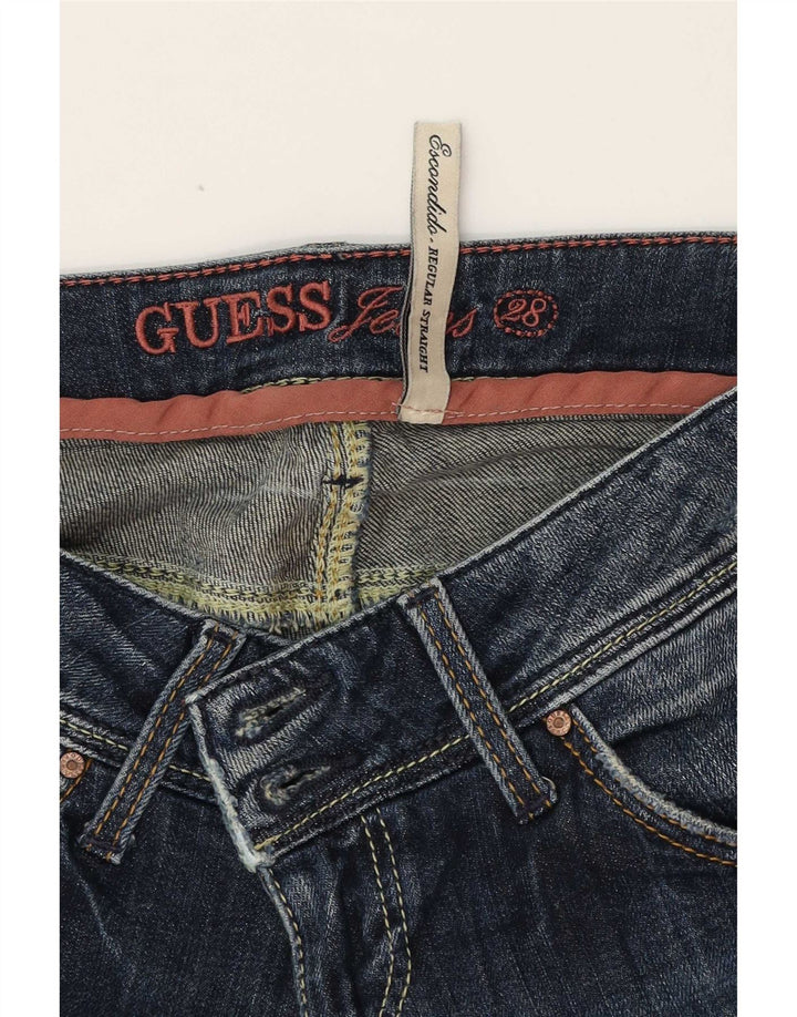 Guess Damen Regular Straight Jeans W28 L27 Marineblaue Baumwolle