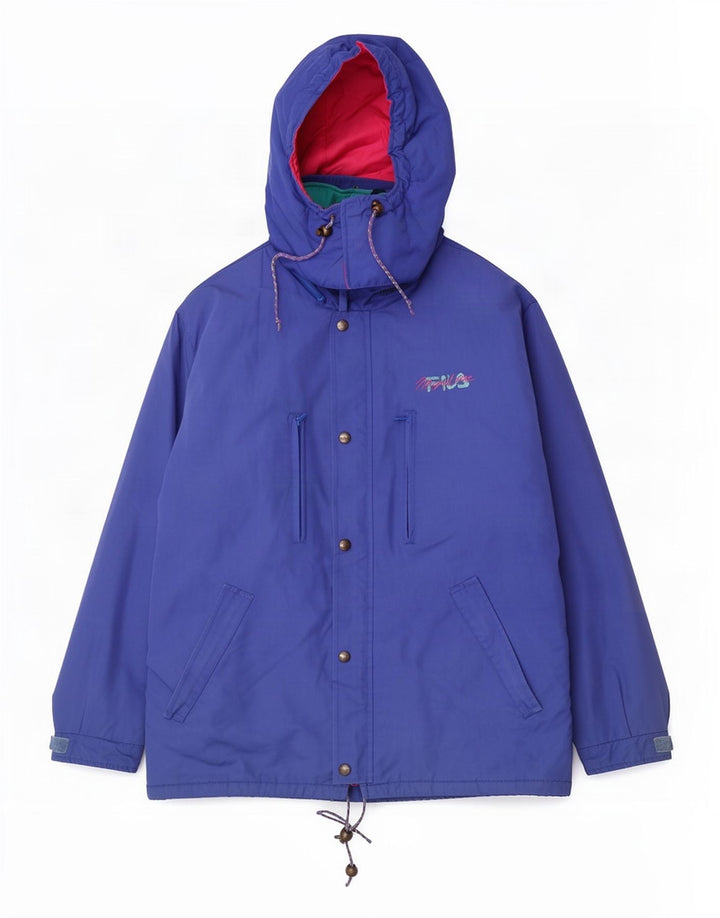 Fila Herren-Windjacke mit Kapuze, IT 52 2XL, blaues Farbblock-Polyester