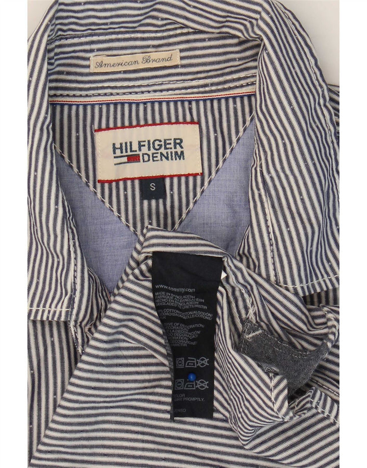 Tommy Hilfiger Herrenhemd, kleine blaue Nadelstreifen-Baumwolle