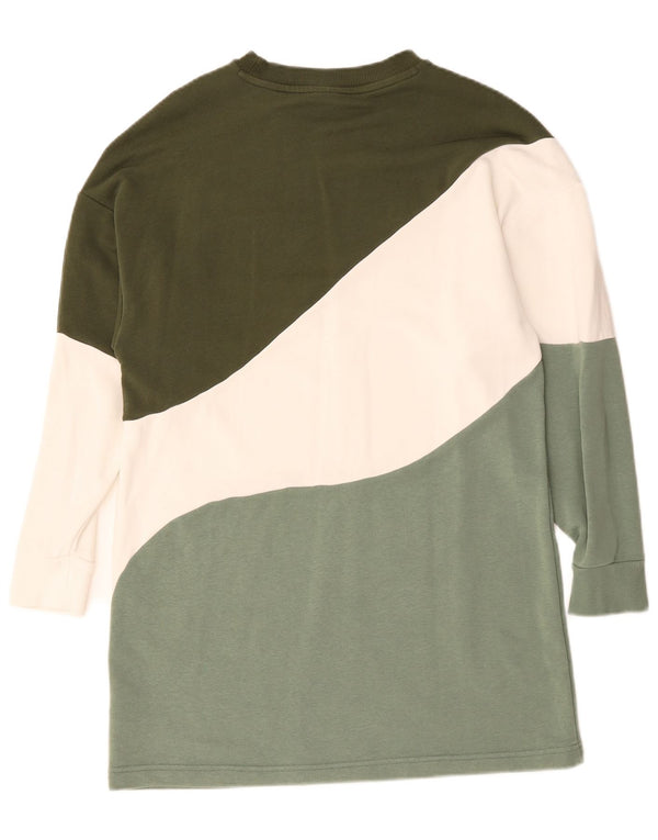Puma Damen Sweatshirt-Pullover-Kleid, UK 14, mittelgrüne Colourblock-Baumwolle