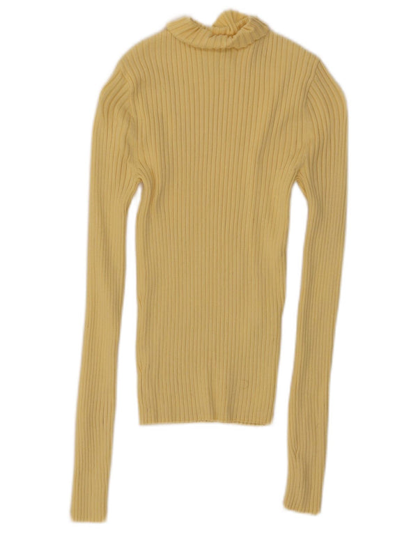 Zara Damen Crop Top Langarm UK 8 Small Gelbe Viskose