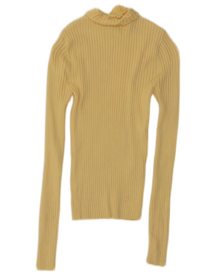 Zara Damen Crop Top Langarm UK 8 Small Gelbe Viskose