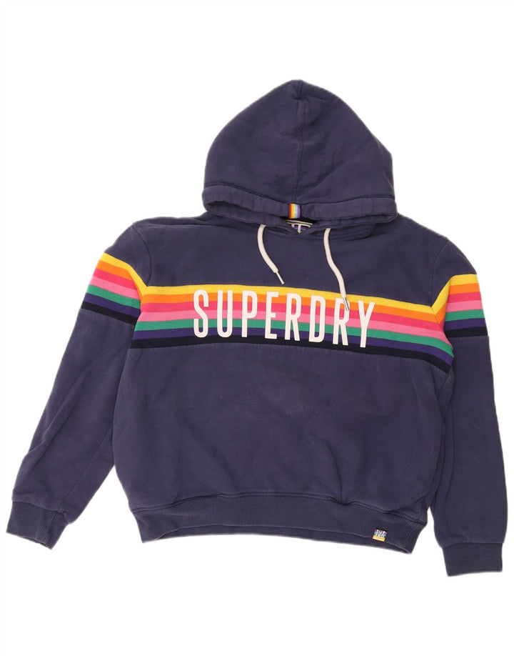 Superdry Graphic Hoodie-Pullover für Damen, UK 12, mittelmarineblau, gestreift, Baumwolle