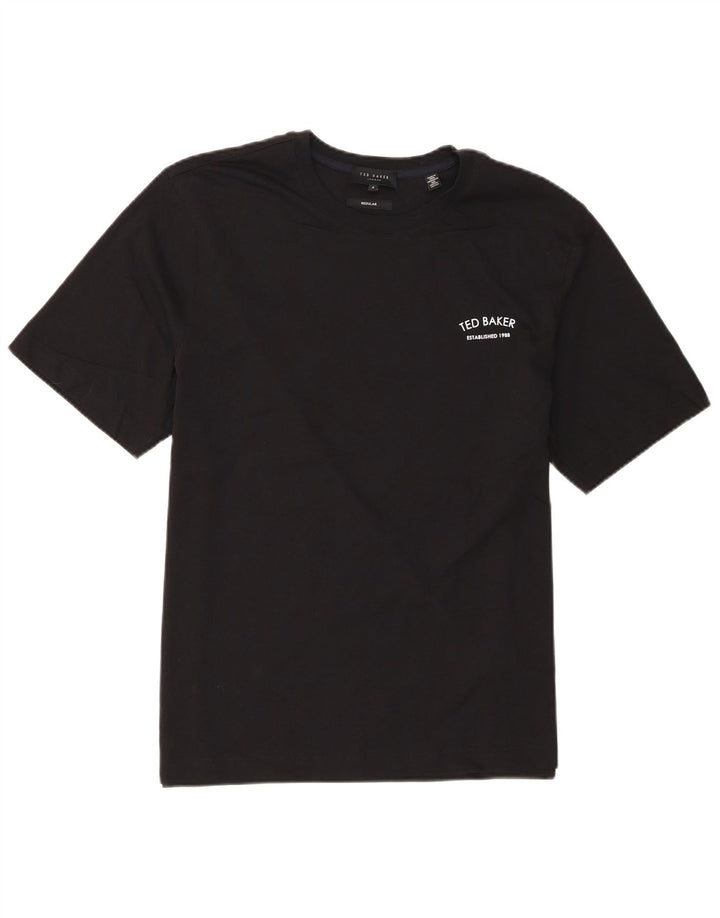 Ted Baker Herren-T-Shirt mit normaler Passform, Größe 4, groß, schwarze Baumwolle