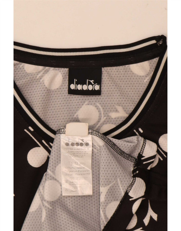 Diadora Jungen-Top mit Grafik, 11–12 Jahre, schwarzes Polyester