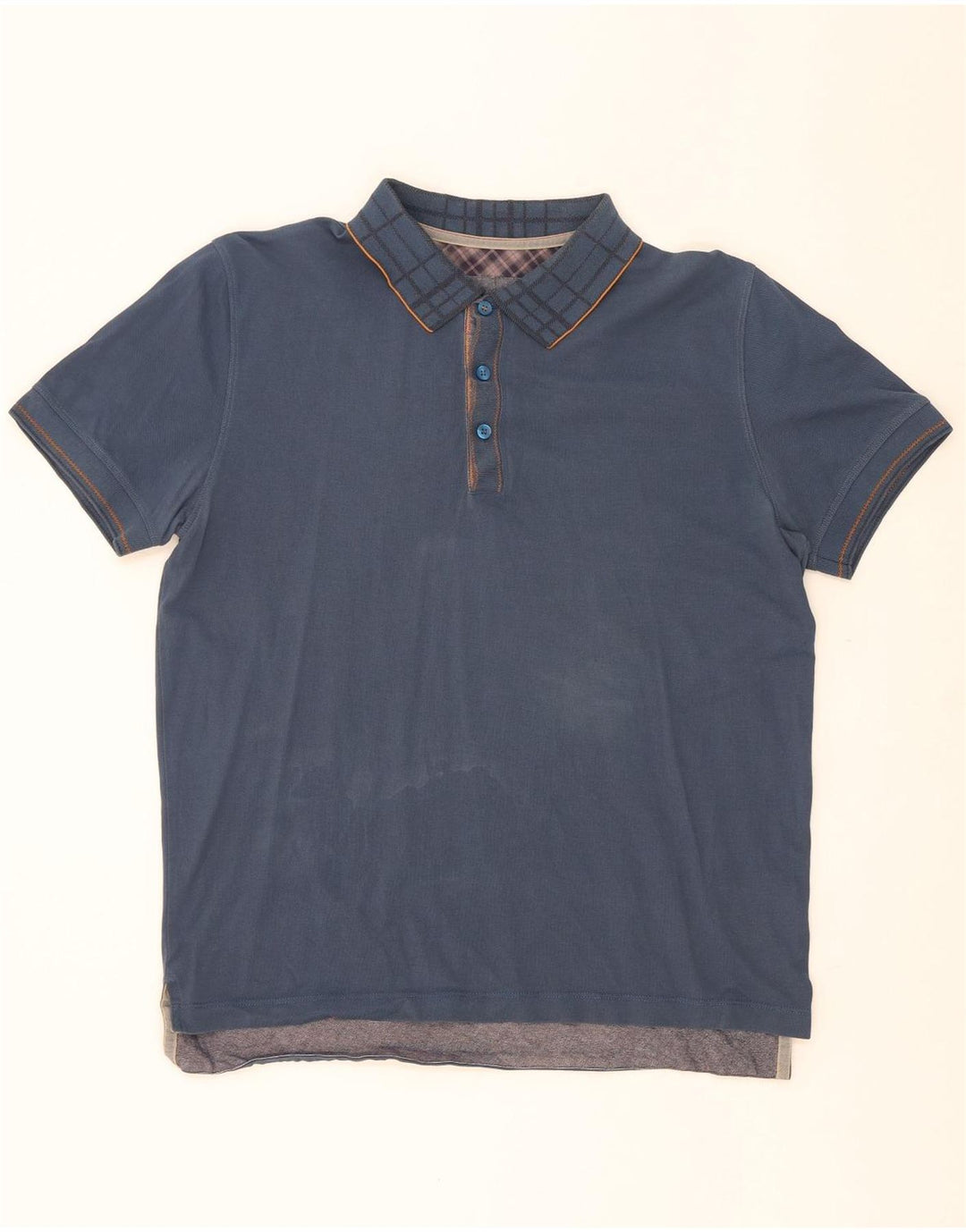 Hugo Boss Herren-Poloshirt mit normaler Passform, mittelblau, kariert, Baumwolle