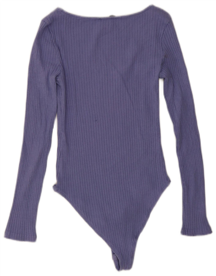 Zara Damen Langarm-Body UK 12 Mittelviolett