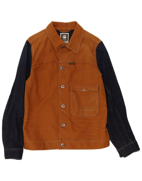 G-Star Herren Bomberjacke UK 40 Große braune Colourblock-Baumwolle