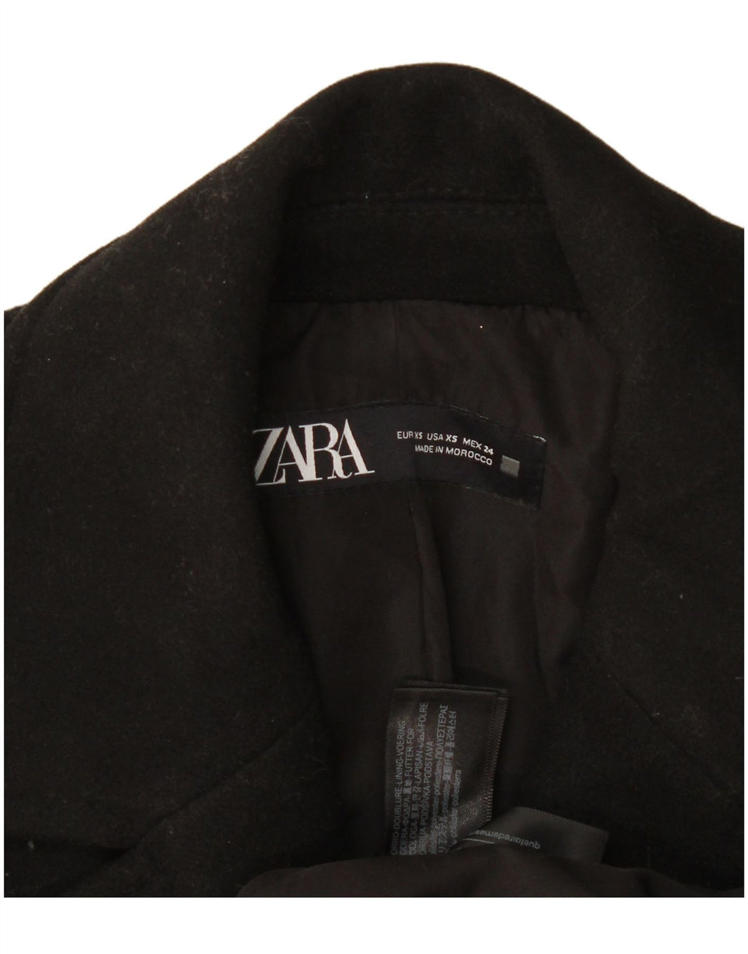 Zara Damen Übergroßer zweireihiger Mantel UK 6 XS Schwarz Polyester