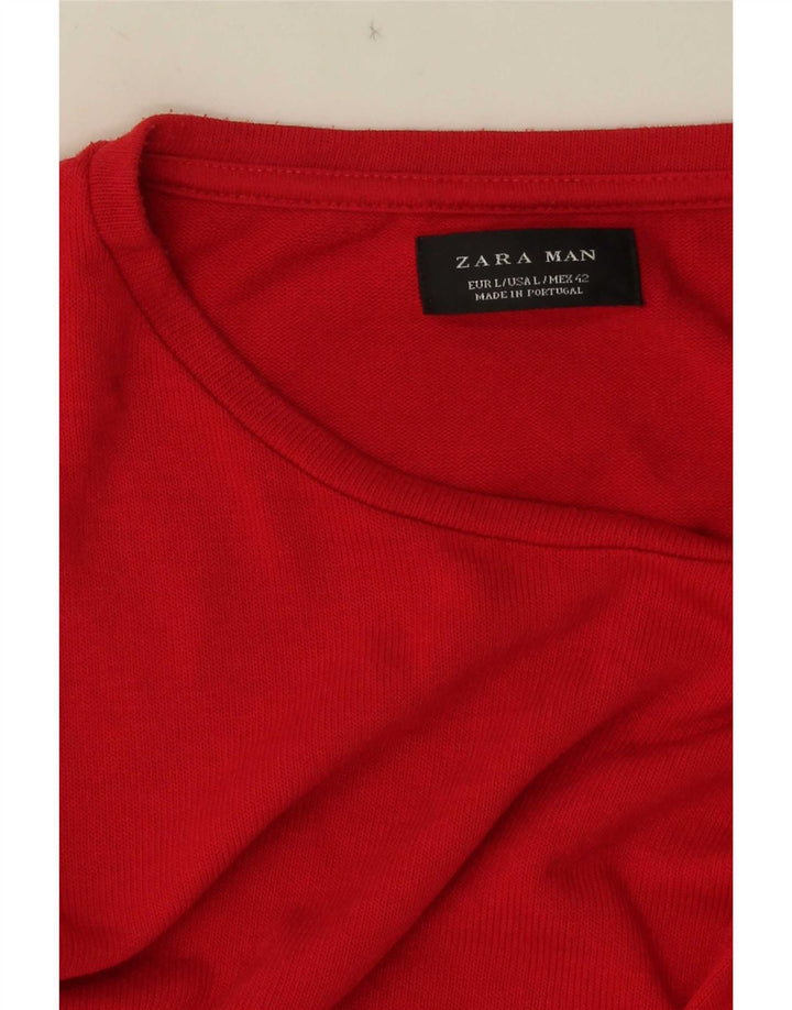 Zara Herren T-Shirt Top Large Rot