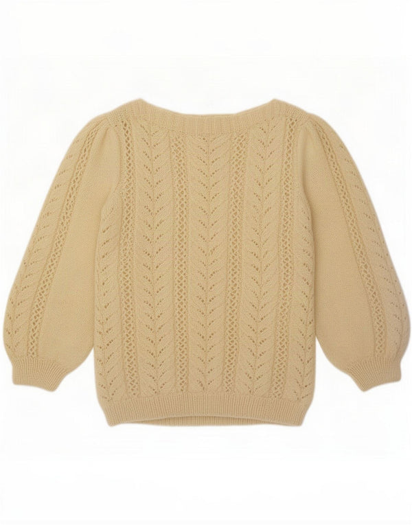 Vintage Damen Pullover mit U-Boot-Ausschnitt UK 16 Large Beige