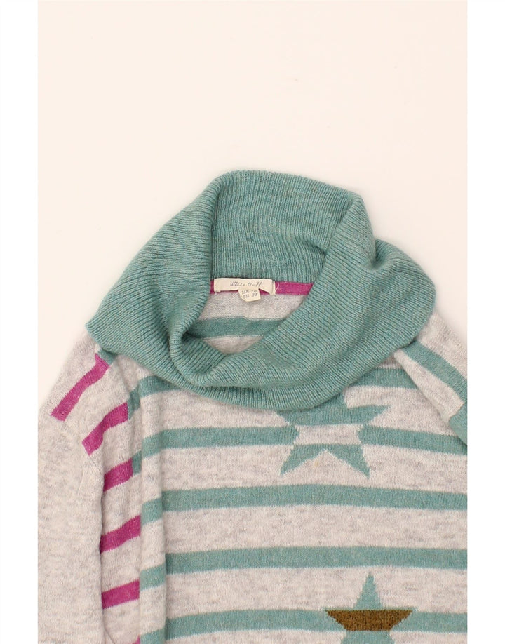 WHITE STUFF Womens Roll Neck Jumper Sweater UK 10 Small Green Patchwork Vintage White Stuff and Second-Hand White Stuff from Messina Hembry 