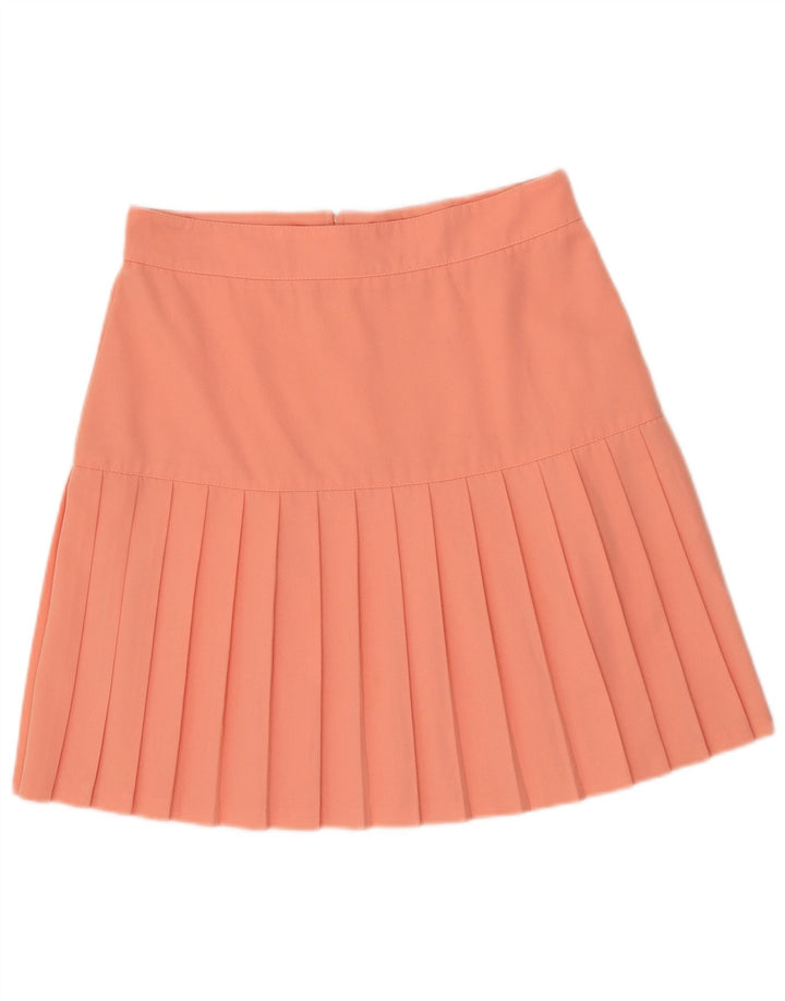 Vintage Damen Faltenrock EU 42 Groß W30 Orange Polyester
