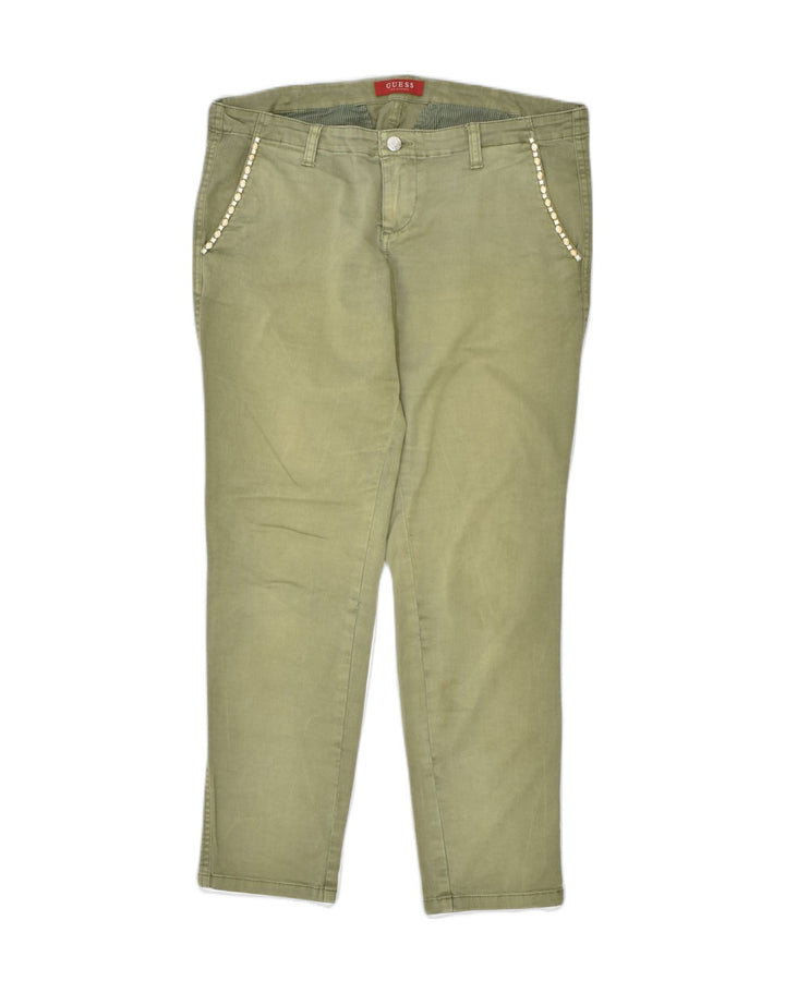 GUESS Womens Slim Casual Trousers W34 L29 Khaki Cotton | Vintage | Thrift | Second-Hand | Used Clothing | Messina Hembry 