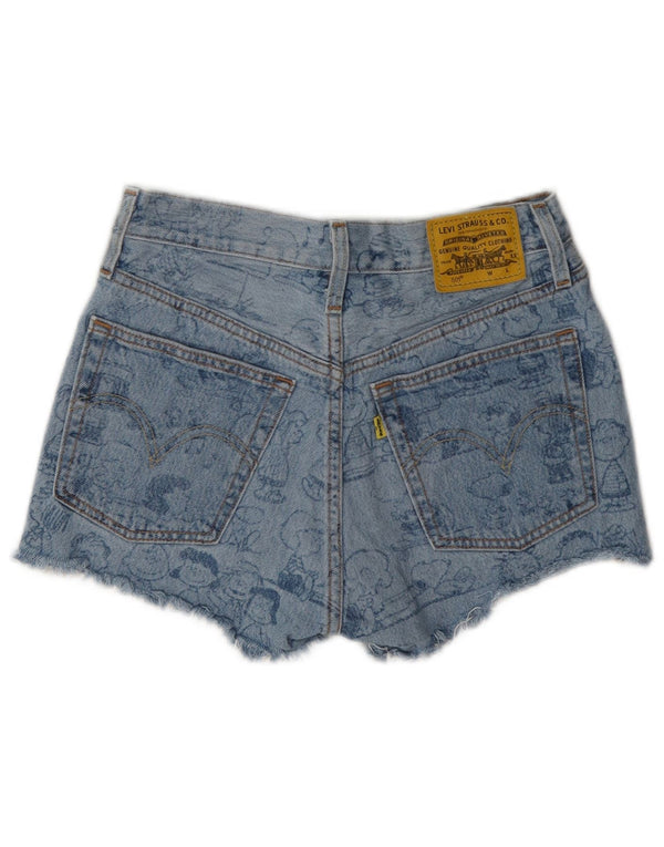 Levi's Damen Peanuts Graphic Denim Shorts W24 XS Blaue Baumwolle