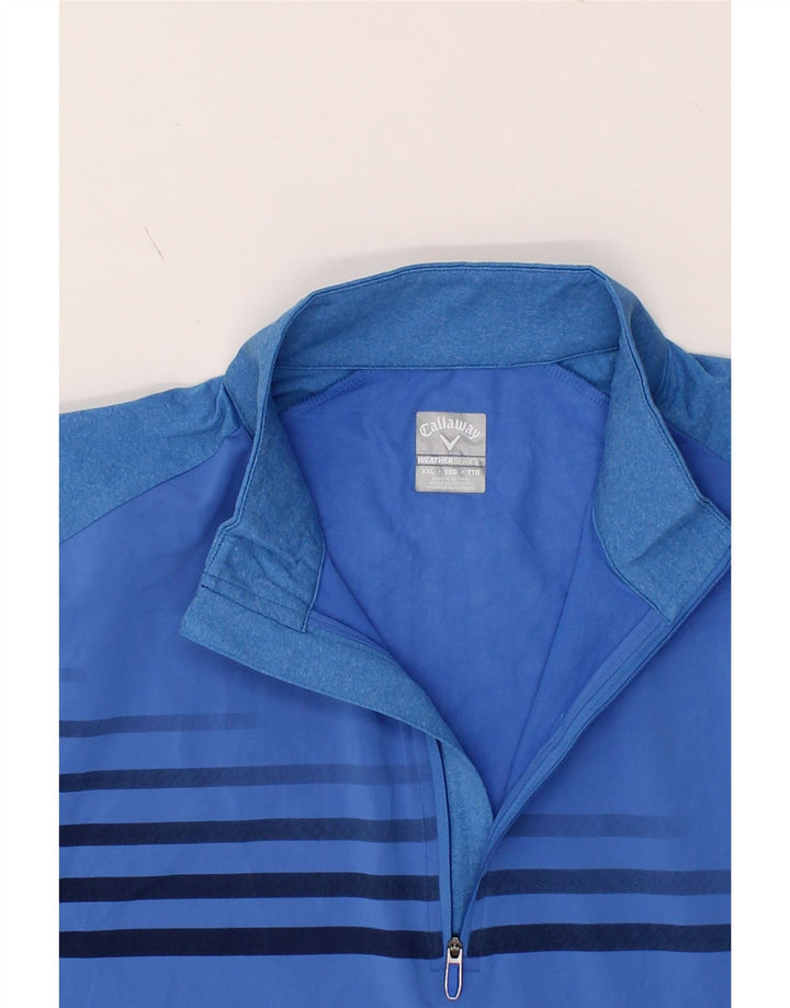 CALLAWAY Mens Zip Neck Pullover Tracksuit Top 2XL Blue Striped Polyester Vintage Callaway and Second-Hand Callaway from Messina Hembry 
