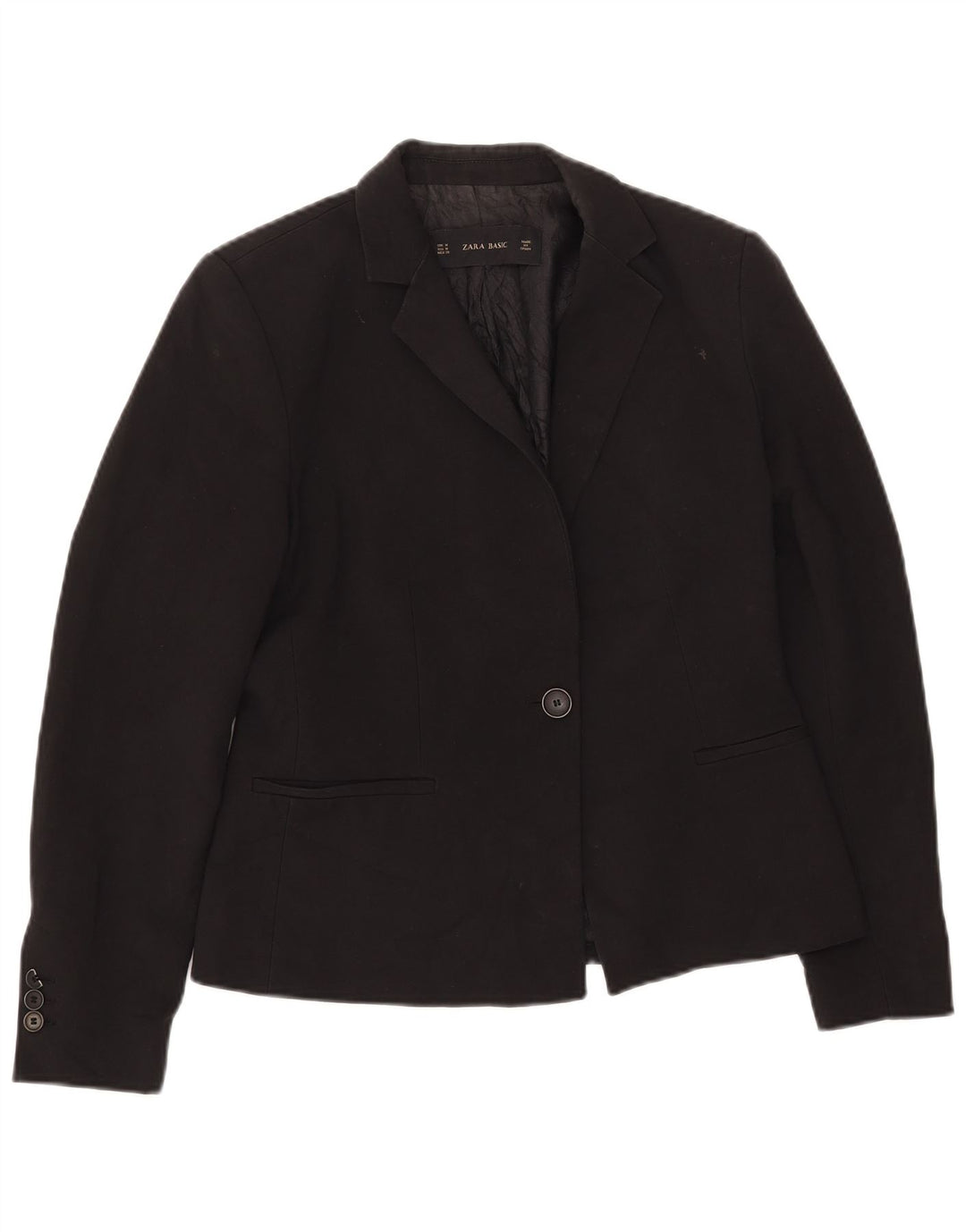 Zara Damen 1-Knopf-Blazerjacke UK 12 Mittelschwarz