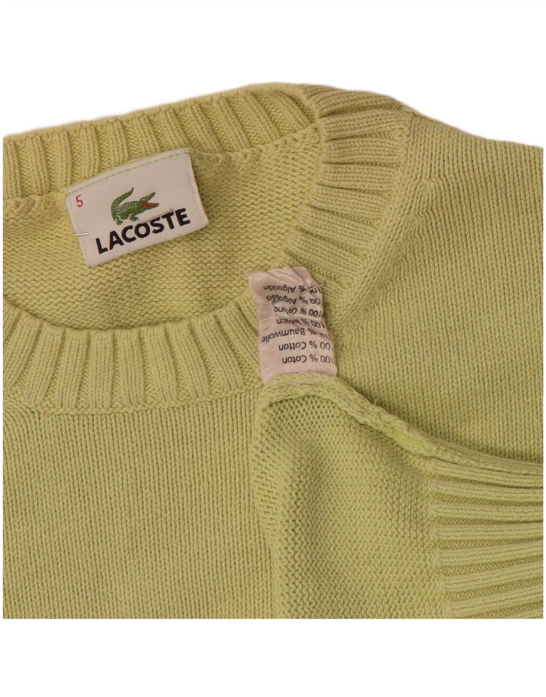 Lacoste Herren-Pullover mit Rundhalsausschnitt, Größe 5, große grüne Baumwolle