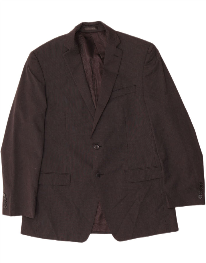 CALVIN KLEIN Herren 2-Knopf-Blazerjacke UK 42 XL Schwarze Nadelstreifenwolle