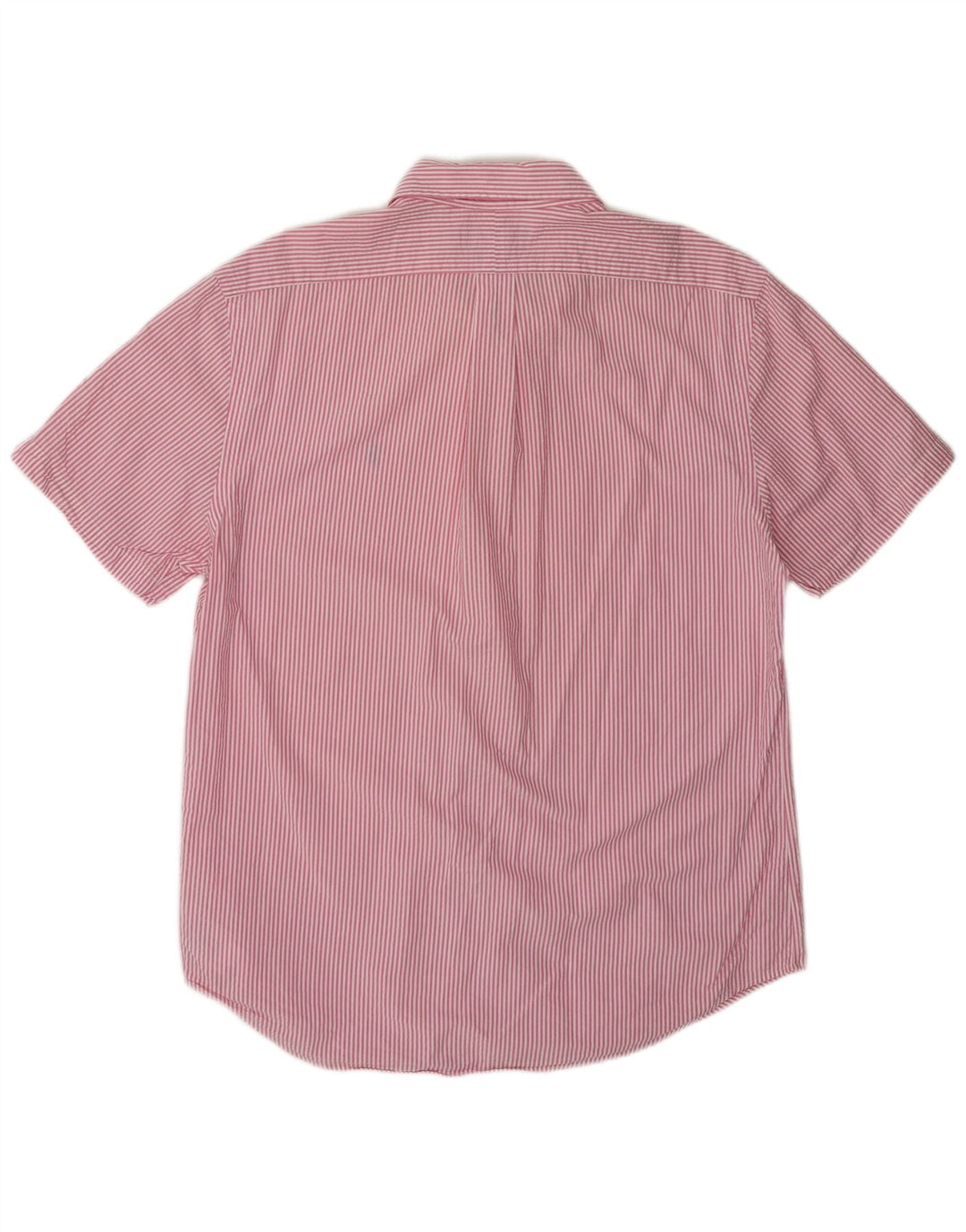 RALPH LAUREN Mens Custom Fit Short Sleeve Shirt Large Pink Striped Cotton