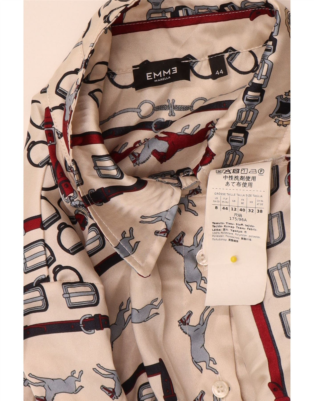 Marella Womens EMME Shirt UK 12 Medium Beige Geometrisch Polyester