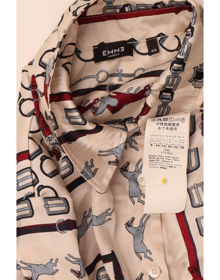 Marella Womens EMME Shirt UK 12 Medium Beige Geometrisch Polyester