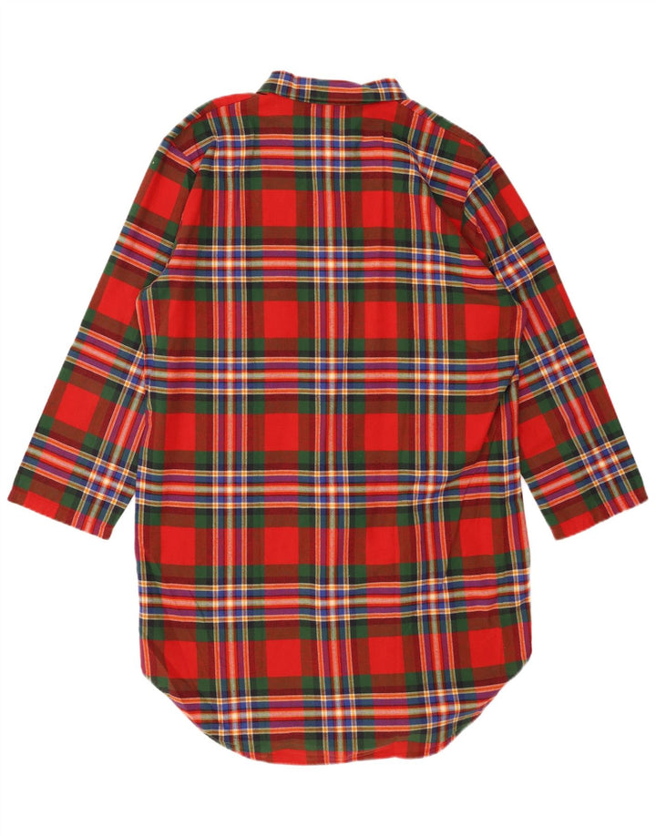 VINTAGE Übergroßes Grafik-Hemdkleid für Damen, UK 14, mittelrot kariert