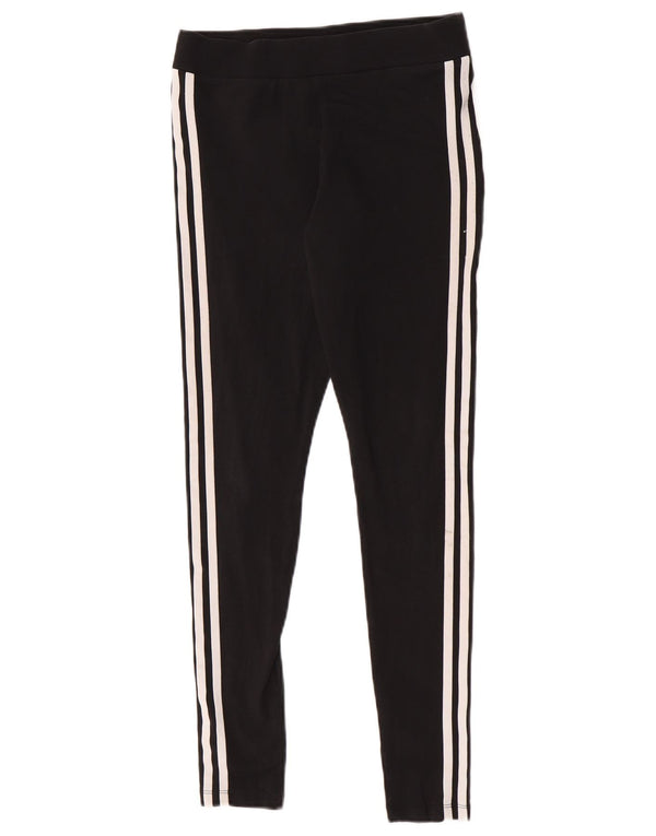 Adidas Damen Leggings UK 8/10 Small Schwarz Baumwolle
