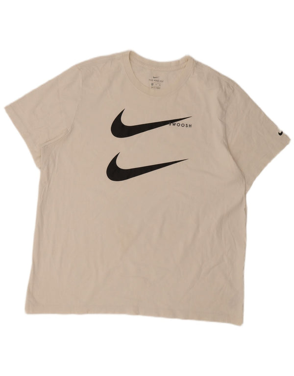 Nike Herren-T-Shirt mit Swoosh-Grafik, 2XL, weiße Baumwolle