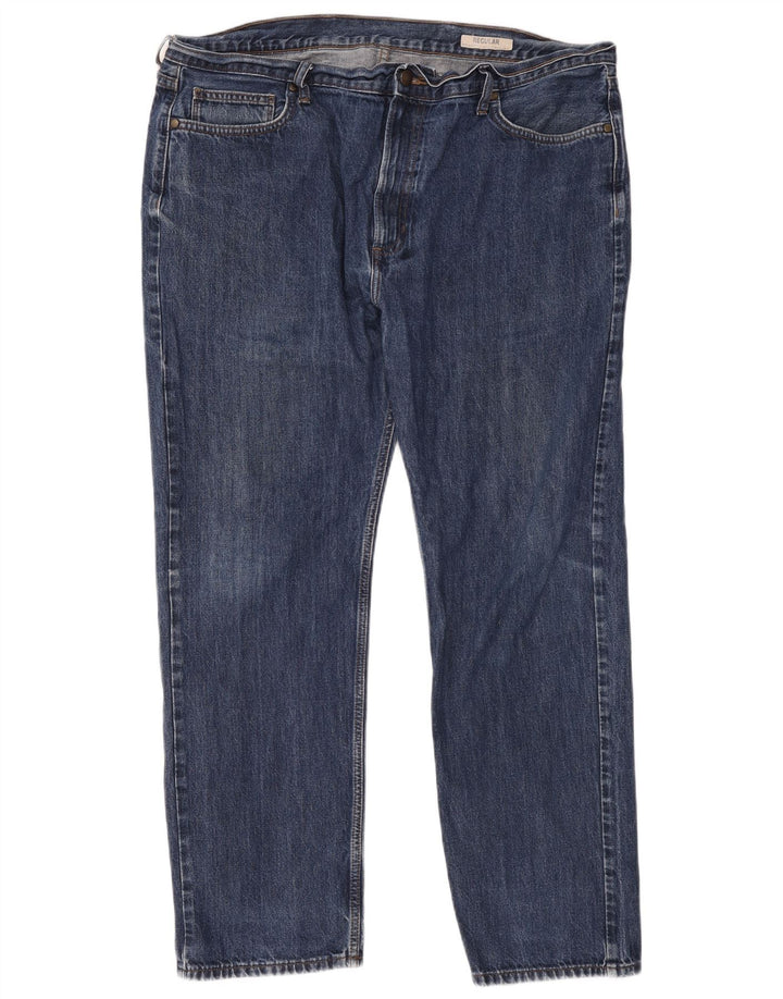 Marks & Spencer Herren Regular Straight Jeans W42 L31 Blaue Baumwolle