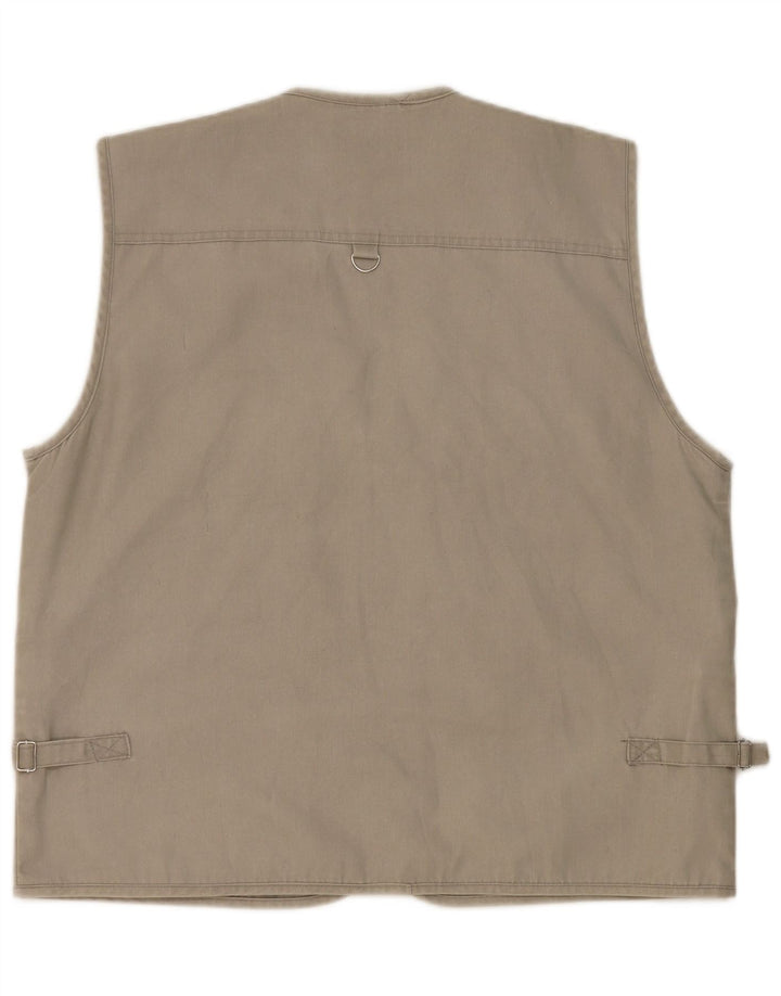 Vintage Herren Utility Gilet UK 38 Mittelgraue Baumwolle