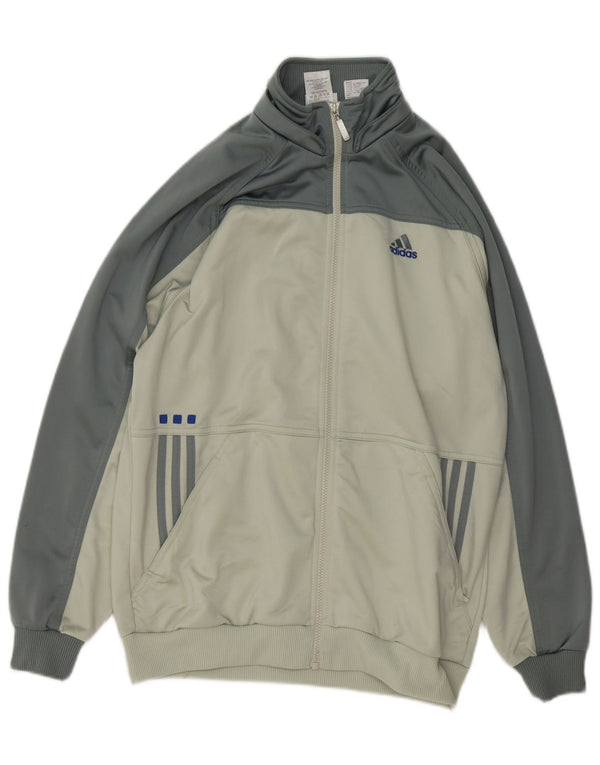 Adidas Jungen-Trainingsanzug-Top-Jacke, 15–16 Jahre, graues Colourblock-Polyester
