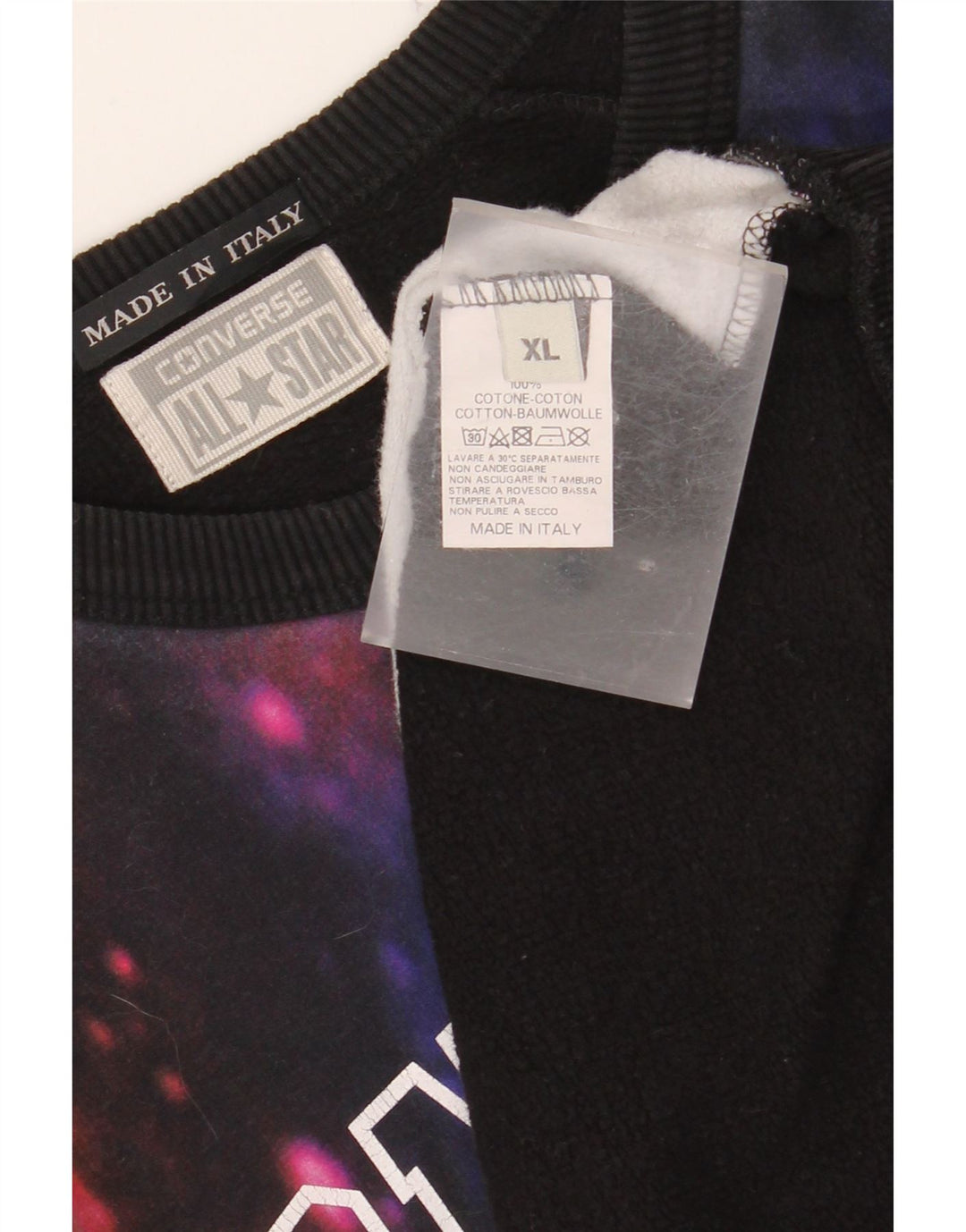 CONVERSE Herren Grafik-Sweatshirt-Pullover XL, schwarze Batik-Baumwolle