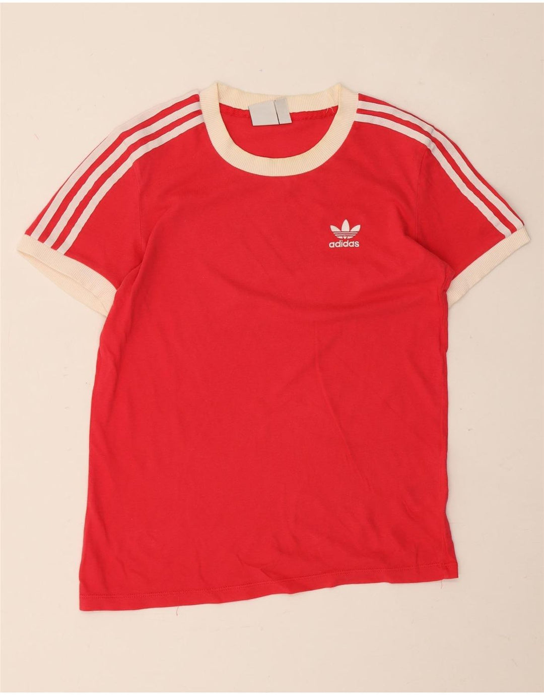 Adidas Damen T-Shirt Top UK 10 Small Rot Baumwolle