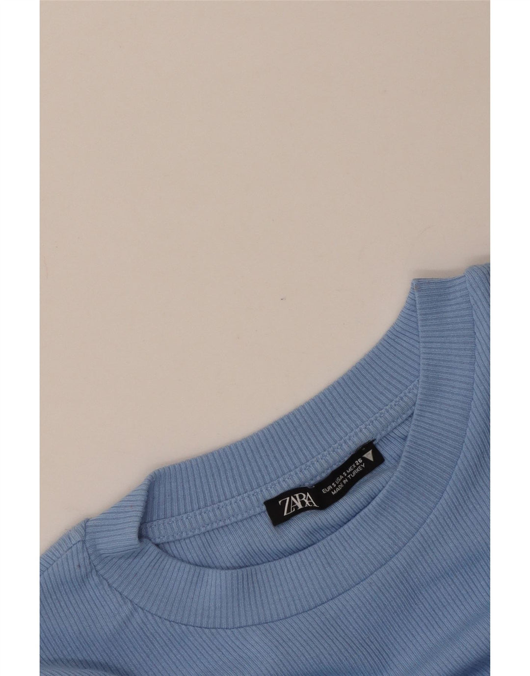 Zara Damen Crop Langarmbluse Top UK 8 Small Blau