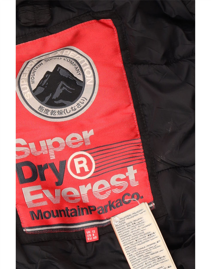 Superdry Damen Parka Jacke UK 12 Medium Schwarz Winter