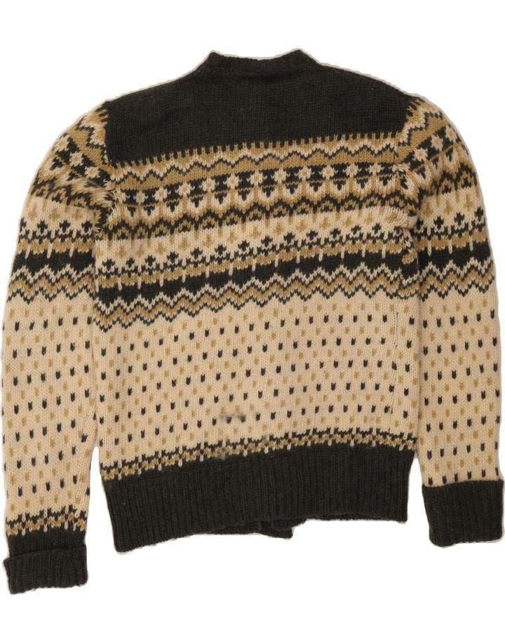 C&A Herren-Strickjacke IT 52/54 Large Khaki Fair Isle Wool