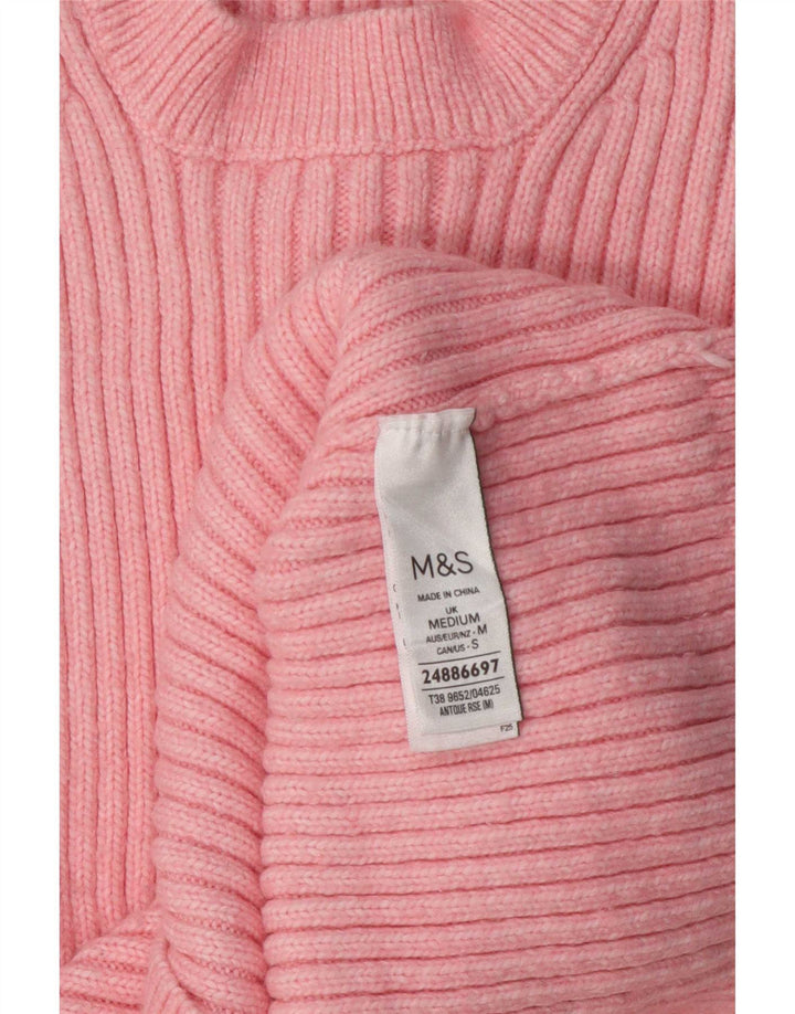 Marks & Spencer Damen-Pullover mit Rundhalsausschnitt, UK 14, Mittelrosa, Polyester