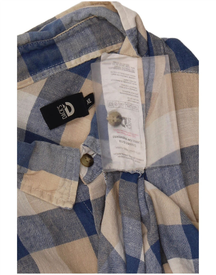 Dack's Herren Kurzarmhemd XL Beige Gingham Leinen