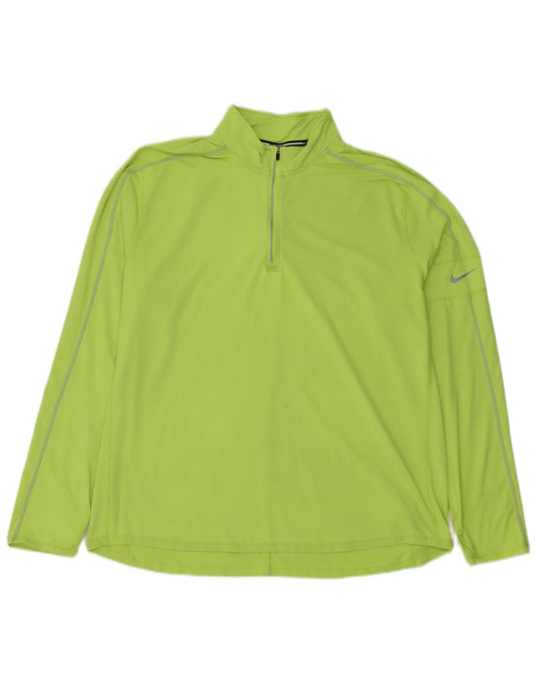 Nike Herren Dri Fit Zip Neck Pullover Trainingsanzug Top 2XL Grün Polyester