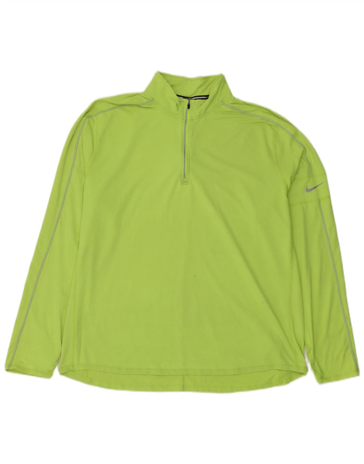 Nike Herren Dri Fit Zip Neck Pullover Trainingsanzug Top 2XL Grün Polyester