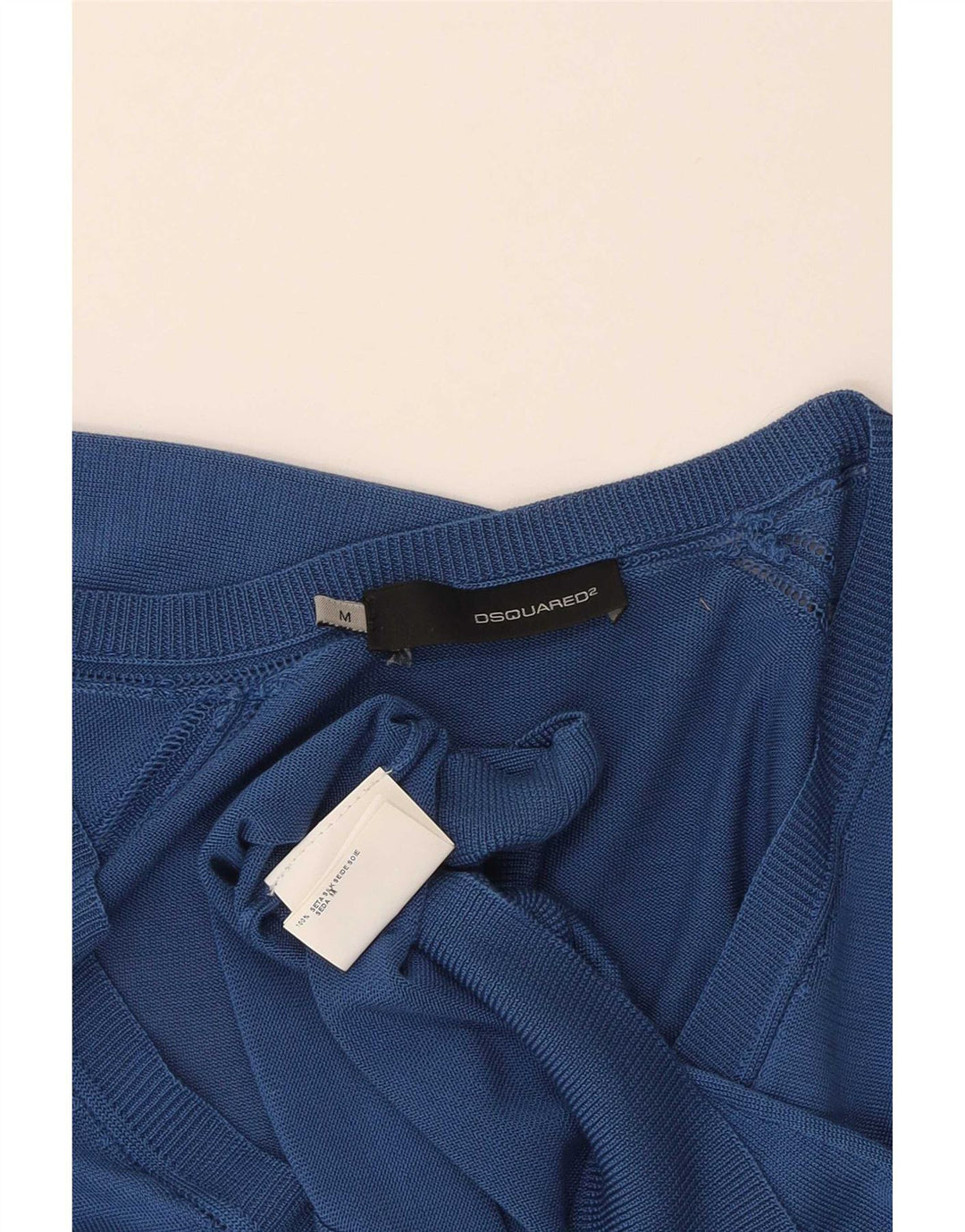 Dsquared2 Damen-Pullover mit V-Ausschnitt, UK 12, mittelblaue Seide