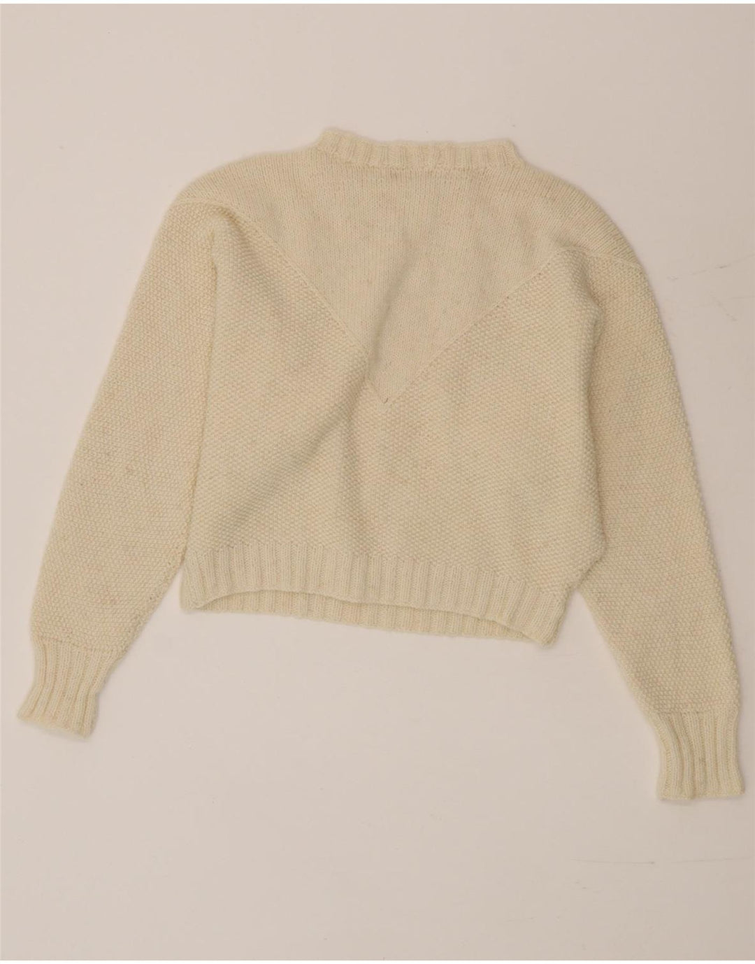 Vintage Damen Crop Rollkragenpullover Pullover UK 10 Small Weiß
