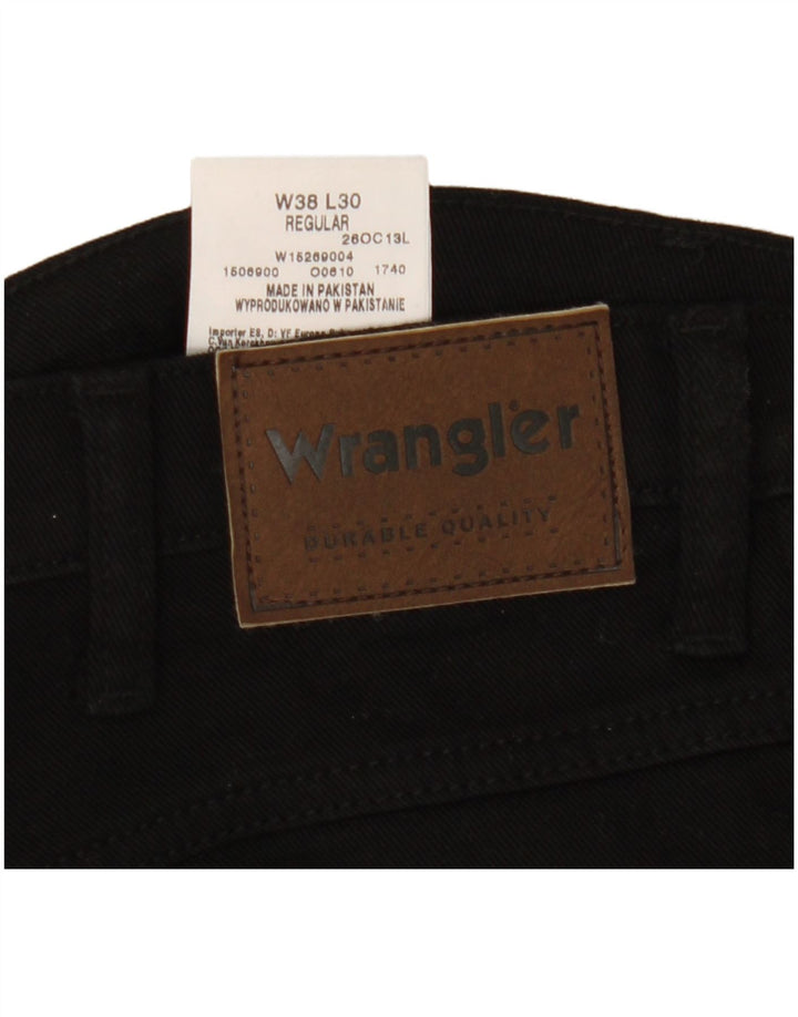 Wrangler Herren Regular Straight Jeans W38 L30 Schwarze Baumwolle