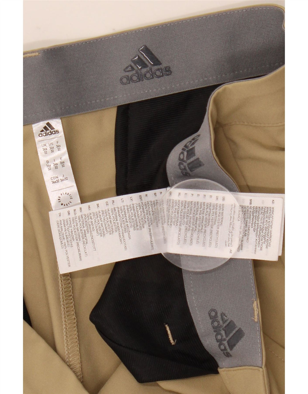 Adidas Herren Straight Chino Hose W36 L32 Beige Polyester